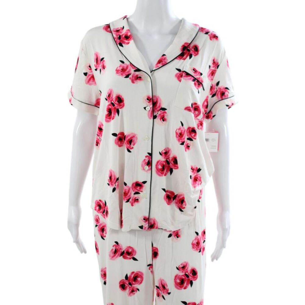 Kate Spade Women's Button Down Floral Two Piece Pajama Set Size XL - Picture 2 of 9